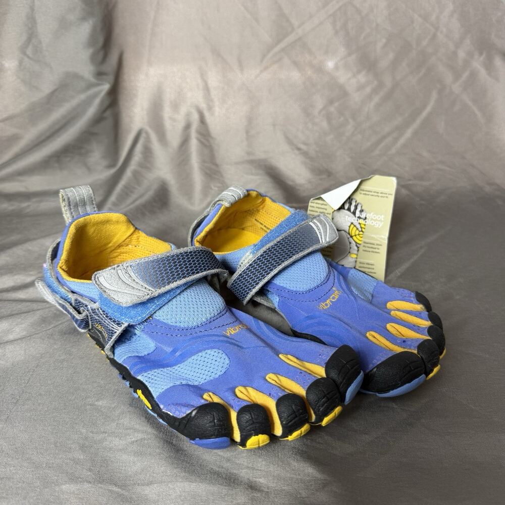 Vibram Fivefingers Barefoot Shoes Womens 36 Blue Yellow Minimal Toe Shape W3664